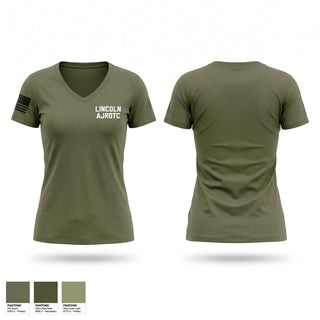 Womens Short Sleeve Vneck Shirt, LINCOLN AJROTC, Army, Teamtime, Team time, sublimation, custom sports apparel, team uniforms, spirit wear, spiritwear, sports uniforms, custom shirts, team store, custom team store, fundraiser sports, apparel fundraiser