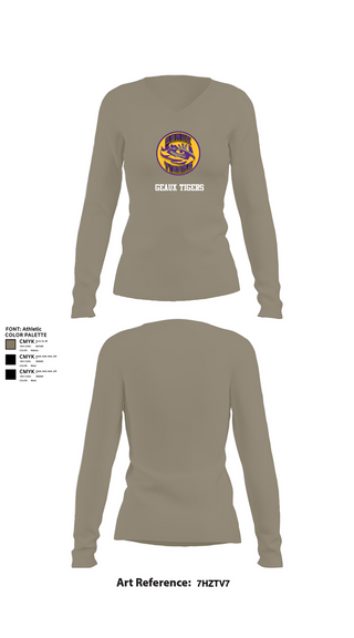 Womens Long Sleeve Vneck Shirt, GEAUX TIGERS, , Teamtime, Team time, sublimation, custom sports apparel, team uniforms, spirit wear, spiritwear, sports uniforms, custom shirts, team store, custom team store, fundraiser sports, apparel fundraiser