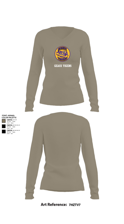 GEAUX TIGERS 48767025 Women's Long Sleeve V-neck Shirt - 62