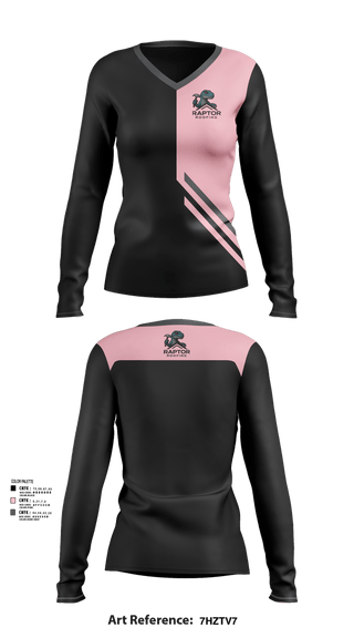 Womens Long Sleeve Vneck Shirt, Raptor Roofing, , Teamtime, Team time, sublimation, custom sports apparel, team uniforms, spirit wear, spiritwear, sports uniforms, custom shirts, team store, custom team store, fundraiser sports, apparel fundraiser