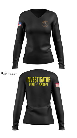 Womens Long Sleeve Vneck Shirt, Gaston County Emergency Management and Fire Services, Fire Department, Teamtime, Team time, sublimation, custom sports apparel, team uniforms, spirit wear, spiritwear, sports uniforms, custom shirts, team store, custom team store, fundraiser sports, apparel fundraiser