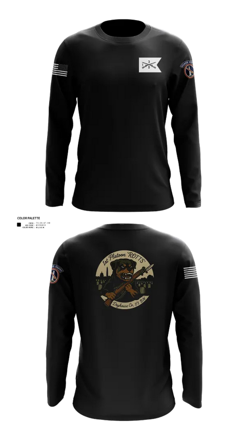 Long Sleeve Performance Shirt, Doghouse 1st Platoon Rottweilers, , Teamtime, Team time, sublimation, custom sports apparel, team uniforms, spirit wear, spiritwear, sports uniforms, custom shirts, team store, custom team store, fundraiser sports, apparel fundraiser
