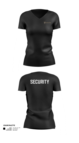 Womens Short Sleeve Vneck Shirt, Black Tier Executive Protection, , Teamtime, Team time, sublimation, custom sports apparel, team uniforms, spirit wear, spiritwear, sports uniforms, custom shirts, team store, custom team store, fundraiser sports, apparel fundraiser