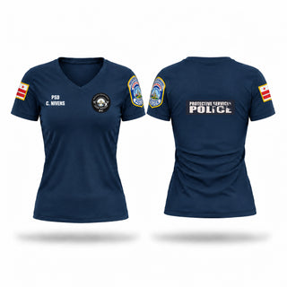 Womens Short Sleeve Vneck Shirt, Protective Services Police, Police, Teamtime, Team time, sublimation, custom sports apparel, team uniforms, spirit wear, spiritwear, sports uniforms, custom shirts, team store, custom team store, fundraiser sports, apparel fundraiser