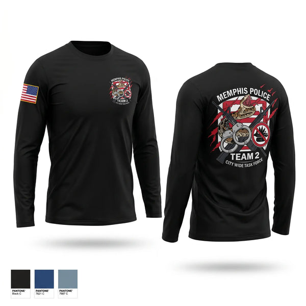 Long Sleeve Performance Shirt, Memphis Police City Wide Task Force Team Two, Police, Teamtime, Team time, sublimation, custom sports apparel, team uniforms, spirit wear, spiritwear, sports uniforms, custom shirts, team store, custom team store, fundraiser sports, apparel fundraiser