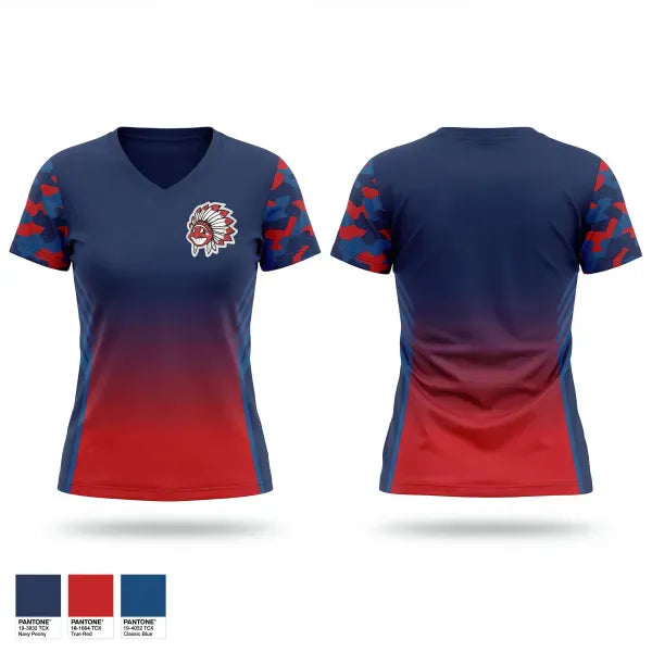 Hill City Indians 57777867 Women's Short Sleeve V-neck Shirt - 1