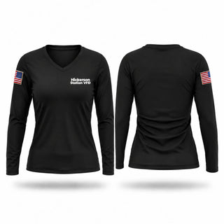 Womens Long Sleeve Vneck Shirt, Hickerson Station VFD, Fire Department, Teamtime, Team time, sublimation, custom sports apparel, team uniforms, spirit wear, spiritwear, sports uniforms, custom shirts, team store, custom team store, fundraiser sports, apparel fundraiser