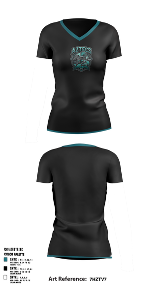 Womens Short Sleeve Vneck Shirt, Mendota Aztecs, Track & Field, Teamtime, Team time, sublimation, custom sports apparel, team uniforms, spirit wear, spiritwear, sports uniforms, custom shirts, team store, custom team store, fundraiser sports, apparel fundraiser