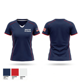 Womens Short Sleeve Vneck Shirt, Dutch Fork Fire Rescue, Fire Department, Teamtime, Team time, sublimation, custom sports apparel, team uniforms, spirit wear, spiritwear, sports uniforms, custom shirts, team store, custom team store, fundraiser sports, apparel fundraiser