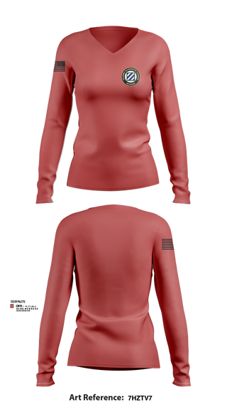 Womens Long Sleeve Vneck Shirt, 3rd Infantry Division, , Teamtime, Team time, sublimation, custom sports apparel, team uniforms, spirit wear, spiritwear, sports uniforms, custom shirts, team store, custom team store, fundraiser sports, apparel fundraiser