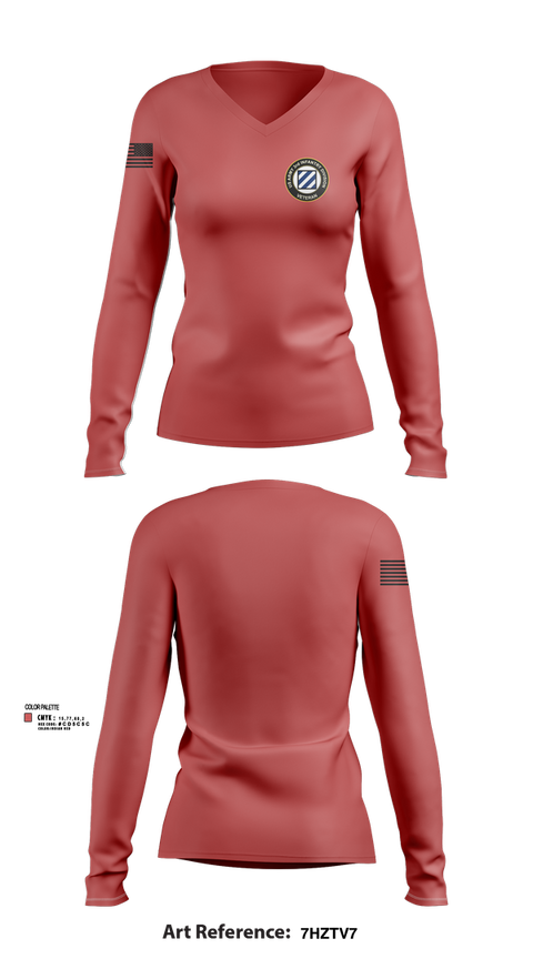 Womens Long Sleeve Vneck Shirt, 3rd Infantry Division, , Teamtime, Team time, sublimation, custom sports apparel, team uniforms, spirit wear, spiritwear, sports uniforms, custom shirts, team store, custom team store, fundraiser sports, apparel fundraiser