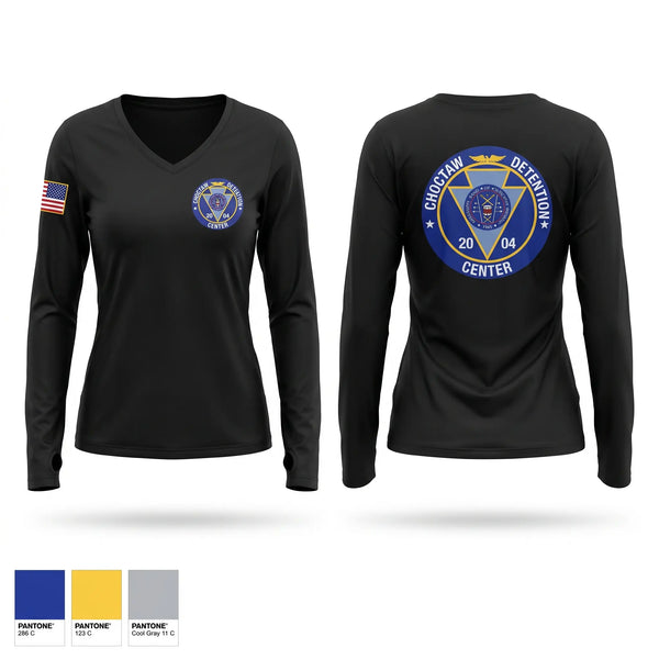 Womens Long Sleeve Vneck Shirt, CORRECTIONS, Police, Teamtime, Team time, sublimation, custom sports apparel, team uniforms, spirit wear, spiritwear, sports uniforms, custom shirts, team store, custom team store, fundraiser sports, apparel fundraiser