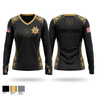 Womens Long Sleeve Vneck Shirt, Orleans County Corrections, Police, Teamtime, Team time, sublimation, custom sports apparel, team uniforms, spirit wear, spiritwear, sports uniforms, custom shirts, team store, custom team store, fundraiser sports, apparel fundraiser