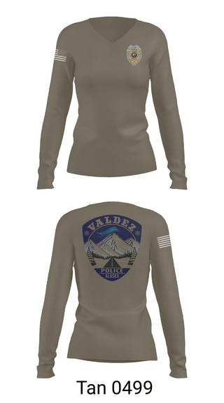 Womens Long Sleeve Vneck Shirt, Valdez Police Department, Police, Teamtime, Team time, sublimation, custom sports apparel, team uniforms, spirit wear, spiritwear, sports uniforms, custom shirts, team store, custom team store, fundraiser sports, apparel fundraiser