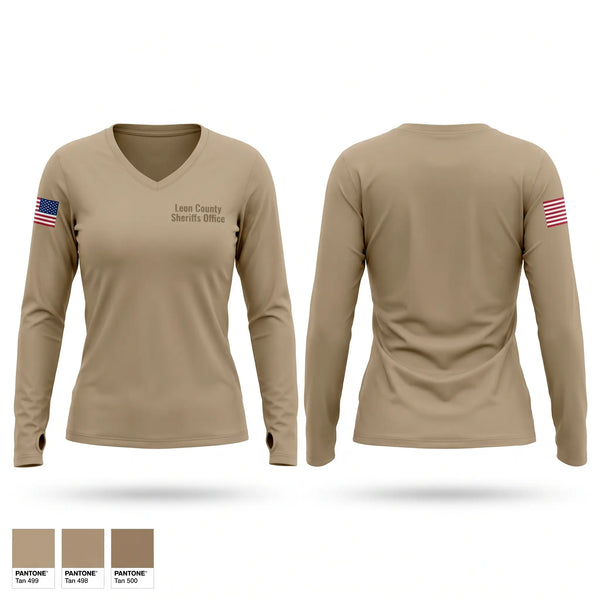 Womens Long Sleeve Vneck Shirt, Leon County Sheriff's Office, Police, Teamtime, Team time, sublimation, custom sports apparel, team uniforms, spirit wear, spiritwear, sports uniforms, custom shirts, team store, custom team store, fundraiser sports, apparel fundraiser