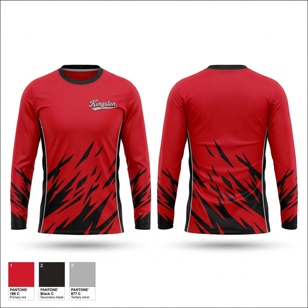 Long Sleeve Performance Shirt, Kingston Redskins, Baseball, Teamtime, Team time, sublimation, custom sports apparel, team uniforms, spirit wear, spiritwear, sports uniforms, custom shirts, team store, custom team store, fundraiser sports, apparel fundraiser