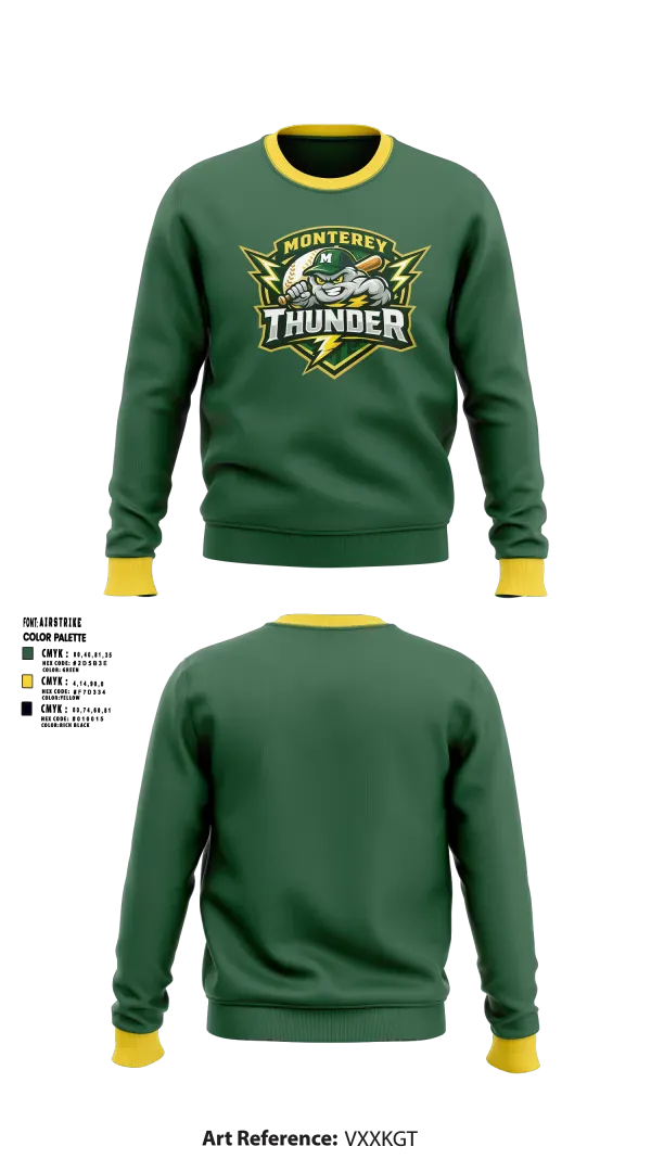 Crew Neck Sweatshirt, Thunder, Baseball, Teamtime, Team time, sublimation, custom sports apparel, team uniforms, spirit wear, spiritwear, sports uniforms, custom shirts, team store, custom team store, fundraiser sports, apparel fundraiser
