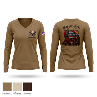 Womens Long Sleeve Vneck Shirt, A GANG, Navy, Teamtime, Team time, sublimation, custom sports apparel, team uniforms, spirit wear, spiritwear, sports uniforms, custom shirts, team store, custom team store, fundraiser sports, apparel fundraiser