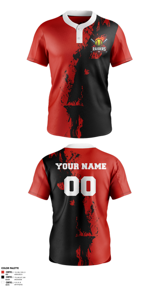 Two Button Softball Jersey, Raiders, Softball, Teamtime, Team time, sublimation, custom sports apparel, team uniforms, spirit wear, spiritwear, sports uniforms, custom shirts, team store, custom team store, fundraiser sports, apparel fundraiser