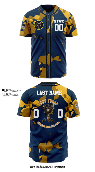 Full Button Baseball Jersey, 3/2 CR Fury Troop, Army, Teamtime, Team time, sublimation, custom sports apparel, team uniforms, spirit wear, spiritwear, sports uniforms, custom shirts, team store, custom team store, fundraiser sports, apparel fundraiser