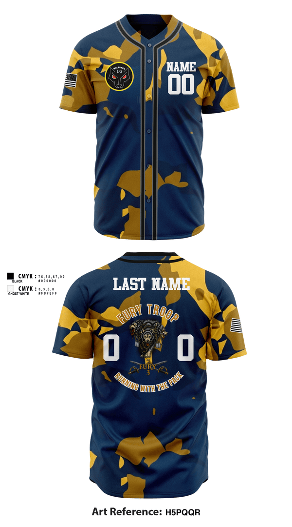 Full Button Baseball Jersey, 3/2 CR Fury Troop, Army, Teamtime, Team time, sublimation, custom sports apparel, team uniforms, spirit wear, spiritwear, sports uniforms, custom shirts, team store, custom team store, fundraiser sports, apparel fundraiser