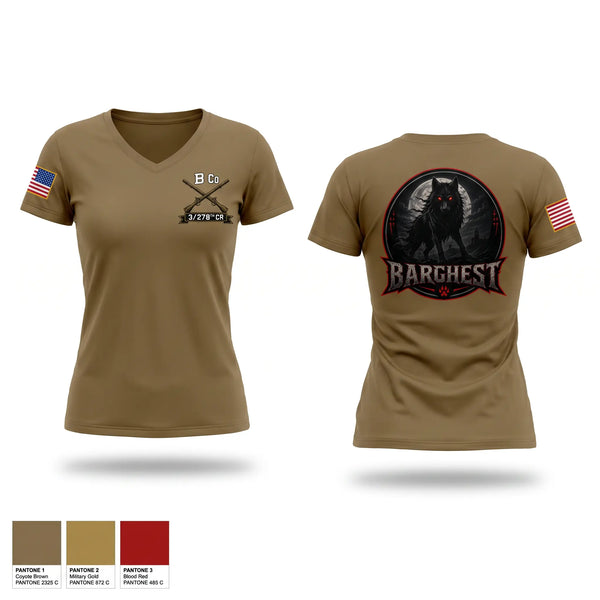 Womens Short Sleeve Vneck Shirt, B Co 3/278th CR, Army, Teamtime, Team time, sublimation, custom sports apparel, team uniforms, spirit wear, spiritwear, sports uniforms, custom shirts, team store, custom team store, fundraiser sports, apparel fundraiser