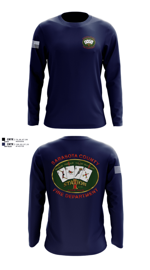 Long Sleeve Performance Shirt, Sarasota county fire dept sta 1, Fire Department, Teamtime, Team time, sublimation, custom sports apparel, team uniforms, spirit wear, spiritwear, sports uniforms, custom shirts, team store, custom team store, fundraiser sports, apparel fundraiser