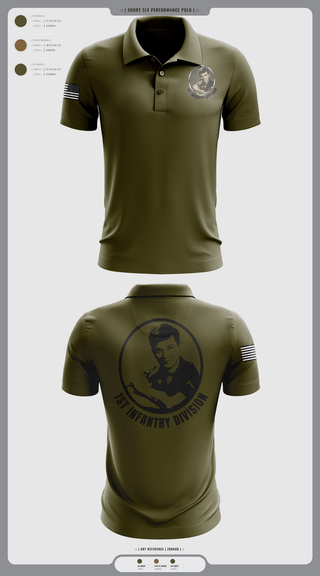 Short Sleeve Performance Polo, 1st Infantry Division, , Teamtime, Team time, sublimation, custom sports apparel, team uniforms, spirit wear, spiritwear, sports uniforms, custom shirts, team store, custom team store, fundraiser sports, apparel fundraiser