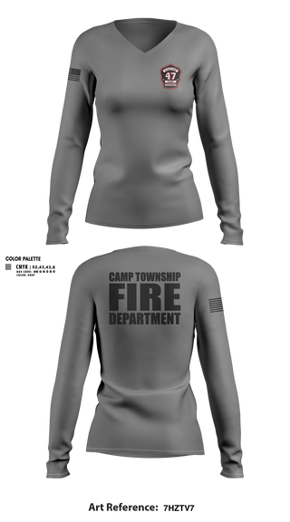 Womens Long Sleeve Vneck Shirt, Camp Township Fire Department, Fire Department, Teamtime, Team time, sublimation, custom sports apparel, team uniforms, spirit wear, spiritwear, sports uniforms, custom shirts, team store, custom team store, fundraiser sports, apparel fundraiser