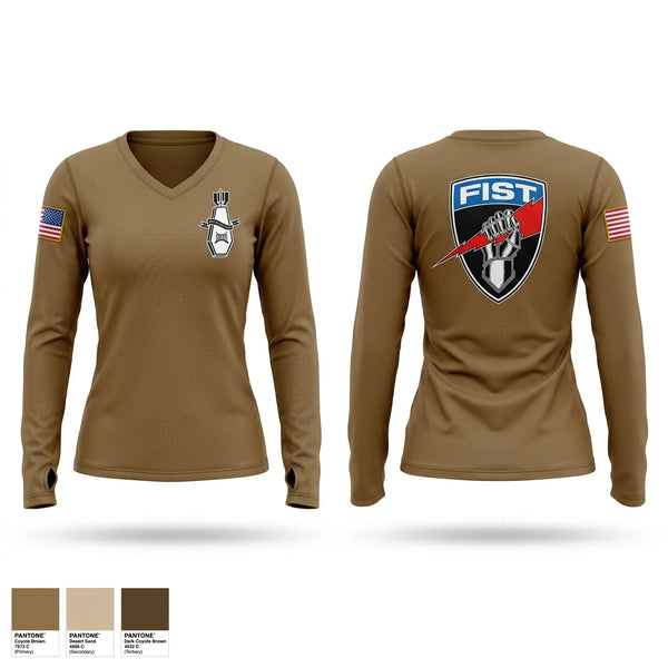 Womens Long Sleeve Vneck Shirt, 2-7IN FIST, Army, Teamtime, Team time, sublimation, custom sports apparel, team uniforms, spirit wear, spiritwear, sports uniforms, custom shirts, team store, custom team store, fundraiser sports, apparel fundraiser