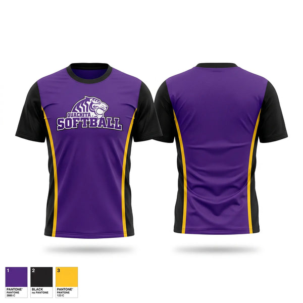 Soft Poly Tee Cotton Like Feel, Ouachita Tigers, Softball, Teamtime, Team time, sublimation, custom sports apparel, team uniforms, spirit wear, spiritwear, sports uniforms, custom shirts, team store, custom team store, fundraiser sports, apparel fundraiser