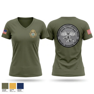 Womens Short Sleeve Vneck Shirt, Transylvania County Special Response Team, Police, Teamtime, Team time, sublimation, custom sports apparel, team uniforms, spirit wear, spiritwear, sports uniforms, custom shirts, team store, custom team store, fundraiser sports, apparel fundraiser