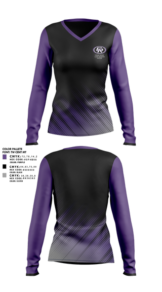 Womens Long Sleeve Vneck Shirt, Cedar Ridge Lady Raiders Soccer, Women's Soccer, Teamtime, Team time, sublimation, custom sports apparel, team uniforms, spirit wear, spiritwear, sports uniforms, custom shirts, team store, custom team store, fundraiser sports, apparel fundraiser