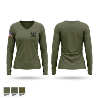 Womens Long Sleeve Vneck Shirt, 545 military police, Army, Teamtime, Team time, sublimation, custom sports apparel, team uniforms, spirit wear, spiritwear, sports uniforms, custom shirts, team store, custom team store, fundraiser sports, apparel fundraiser