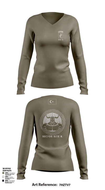173RD ABN 21007449 Women's Long Sleeve V-neck Shirt - 105