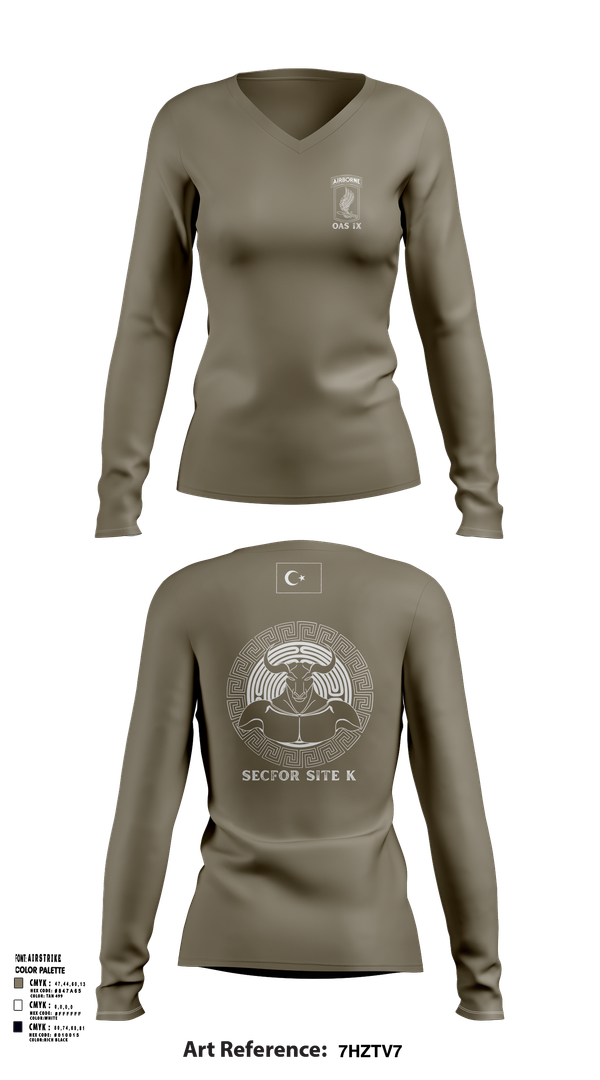 Womens Long Sleeve Vneck Shirt, 173RD ABN, Army, Teamtime, Team time, sublimation, custom sports apparel, team uniforms, spirit wear, spiritwear, sports uniforms, custom shirts, team store, custom team store, fundraiser sports, apparel fundraiser