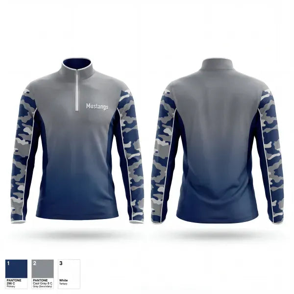 Quarter Zip Jacket, Mustangs, Baseball, Teamtime, Team time, sublimation, custom sports apparel, team uniforms, spirit wear, spiritwear, sports uniforms, custom shirts, team store, custom team store, fundraiser sports, apparel fundraiser