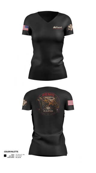 Womens Short Sleeve Vneck Shirt, Rapid Emergency Management, EMS/EMT, Teamtime, Team time, sublimation, custom sports apparel, team uniforms, spirit wear, spiritwear, sports uniforms, custom shirts, team store, custom team store, fundraiser sports, apparel fundraiser