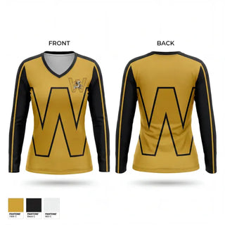 Womens Long Sleeve Vneck Shirt, Whitehorse High School Track & Field, Track & Field, Teamtime, Team time, sublimation, custom sports apparel, team uniforms, spirit wear, spiritwear, sports uniforms, custom shirts, team store, custom team store, fundraiser sports, apparel fundraiser