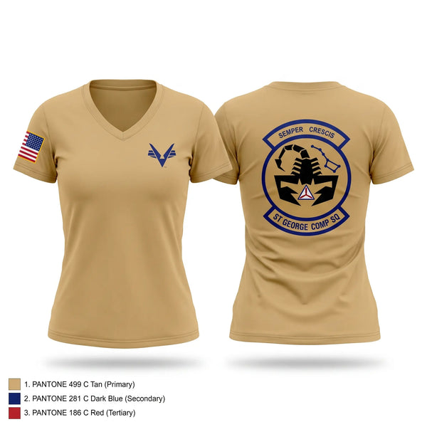 Womens Short Sleeve Vneck Shirt, Saint George Composite Squadron, Air Force, Teamtime, Team time, sublimation, custom sports apparel, team uniforms, spirit wear, spiritwear, sports uniforms, custom shirts, team store, custom team store, fundraiser sports, apparel fundraiser