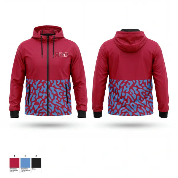 Windbreaker, Saint John's Preparatory School Track & Field, Track & Field, Teamtime, Team time, sublimation, custom sports apparel, team uniforms, spirit wear, spiritwear, sports uniforms, custom shirts, team store, custom team store, fundraiser sports, apparel fundraiser
