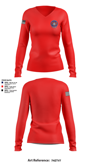 Womens Long Sleeve Vneck Shirt, QN Rescue, Fire Department, Teamtime, Team time, sublimation, custom sports apparel, team uniforms, spirit wear, spiritwear, sports uniforms, custom shirts, team store, custom team store, fundraiser sports, apparel fundraiser