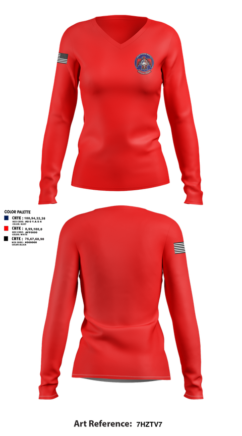 Womens Long Sleeve Vneck Shirt, QN Rescue, Fire Department, Teamtime, Team time, sublimation, custom sports apparel, team uniforms, spirit wear, spiritwear, sports uniforms, custom shirts, team store, custom team store, fundraiser sports, apparel fundraiser