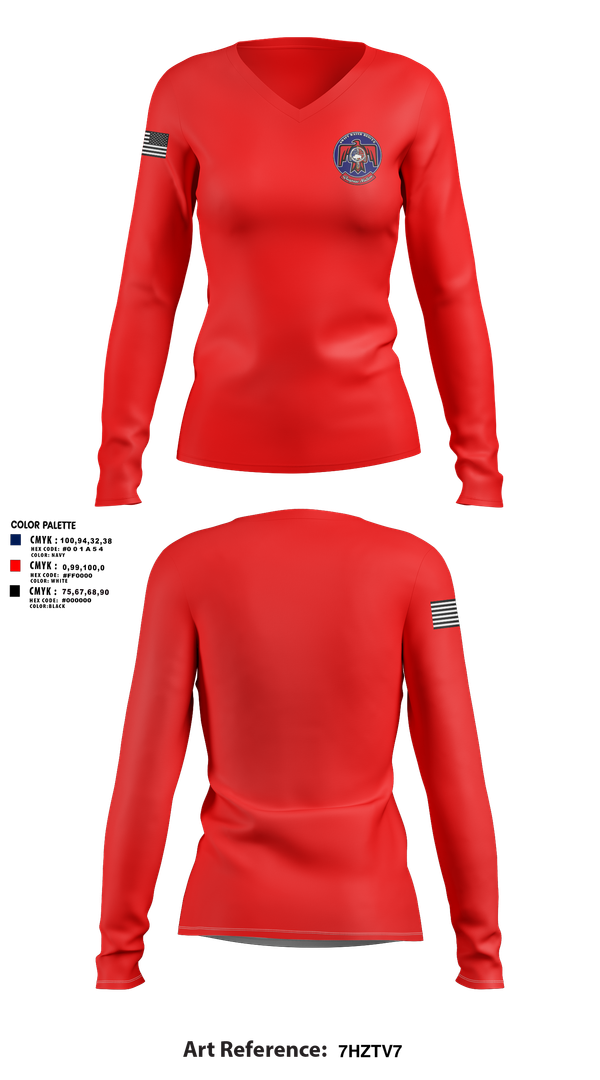 Womens Long Sleeve Vneck Shirt, QN Rescue, Fire Department, Teamtime, Team time, sublimation, custom sports apparel, team uniforms, spirit wear, spiritwear, sports uniforms, custom shirts, team store, custom team store, fundraiser sports, apparel fundraiser