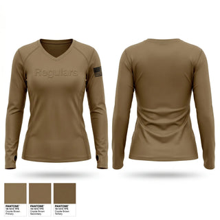 Womens Long Sleeve Vneck Shirt, Regulars, Army, Teamtime, Team time, sublimation, custom sports apparel, team uniforms, spirit wear, spiritwear, sports uniforms, custom shirts, team store, custom team store, fundraiser sports, apparel fundraiser