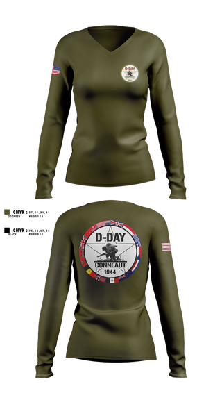 Womens Long Sleeve Vneck Shirt, D-Day Ohio, Inc, , Teamtime, Team time, sublimation, custom sports apparel, team uniforms, spirit wear, spiritwear, sports uniforms, custom shirts, team store, custom team store, fundraiser sports, apparel fundraiser