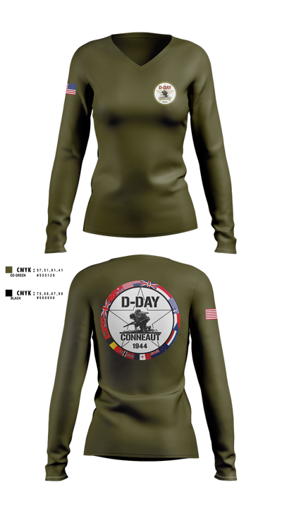 D-Day Ohio, Inc Women's Long Sleeve V-neck Shirt - 2