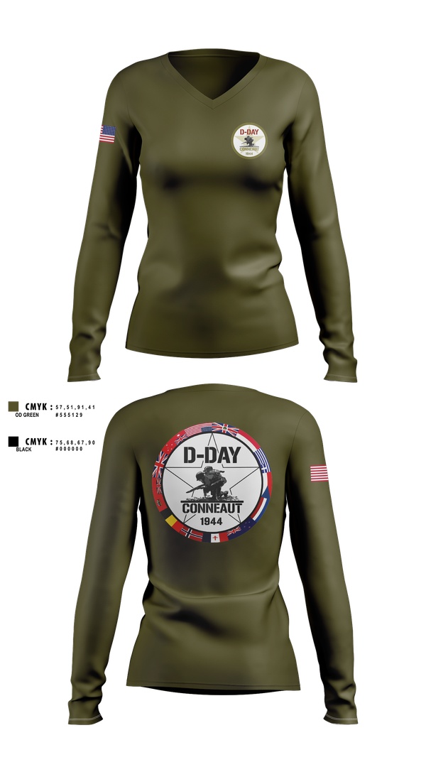 Womens Long Sleeve Vneck Shirt, D-Day Ohio, Inc, , Teamtime, Team time, sublimation, custom sports apparel, team uniforms, spirit wear, spiritwear, sports uniforms, custom shirts, team store, custom team store, fundraiser sports, apparel fundraiser