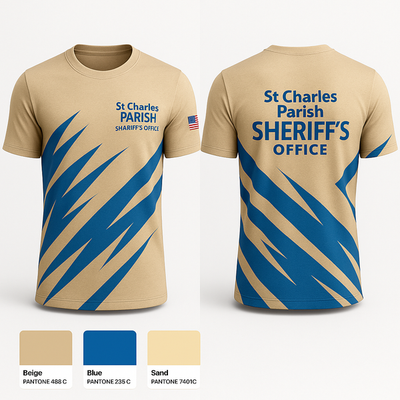 St Charles Parish Sheriff’s Office 17353533 Old School Cotton Feel Shirt - 1