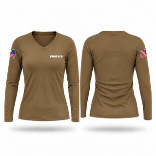 Womens Long Sleeve Vneck Shirt, VMH K-9, Police, Teamtime, Team time, sublimation, custom sports apparel, team uniforms, spirit wear, spiritwear, sports uniforms, custom shirts, team store, custom team store, fundraiser sports, apparel fundraiser
